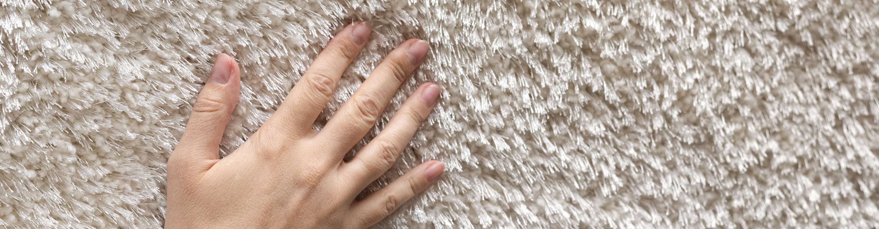 Close-up of a hand feeling the softness of plush carpet, ideal for cozy and comfortable spaces. Find the perfect carpet for your home at Carpet Master Carpet One.