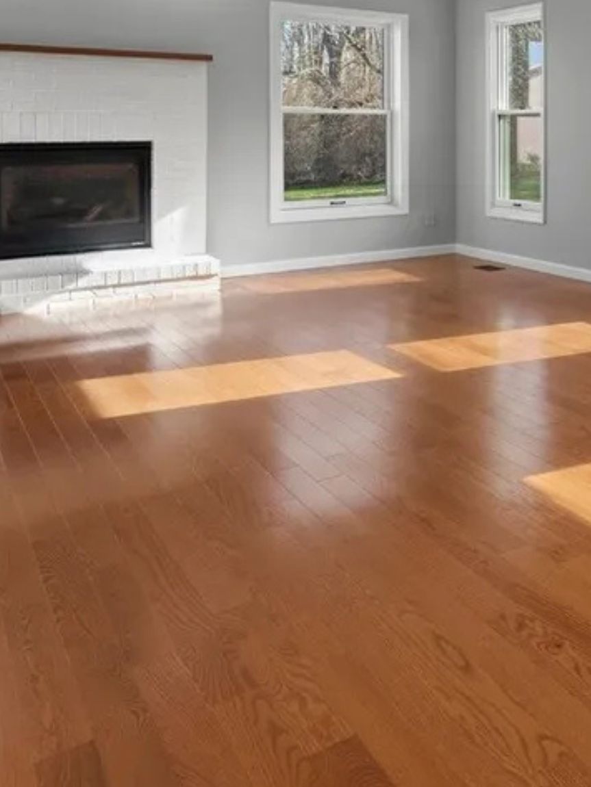 Hardwood flooring in a bright champaign-area living room